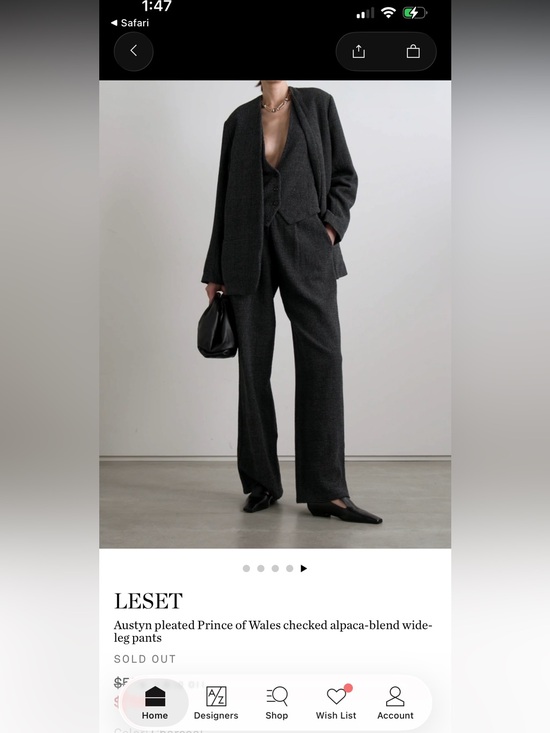 LESET Pants - LESET Pleated Prince of Wales Tailored Checked Alpaca-blend Wide-leg Pants